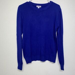 SANGTREE Women's Navy Blue Crew Neck Knitted Long sleeve Sweater Size Medium EUC